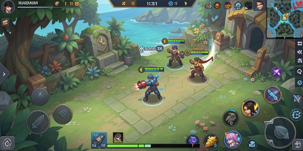 Screenshot memperlihatkan fase pertarungan seru dalam game.